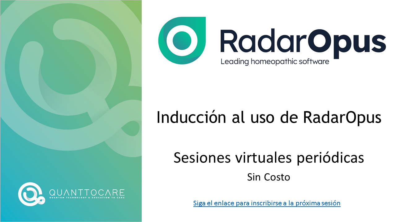 Te invitamos a ver las sesiones virtuales de las inducciónes del uso de RadarOpus hechas por Quanttocare